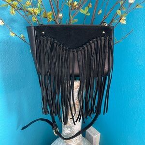 SANCIA Suede Fringe Clutch/Crossbody